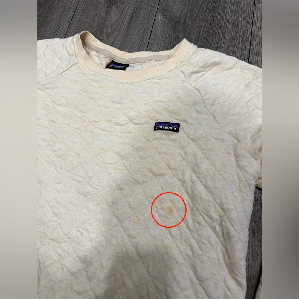 Patagonia Women’s Organic Cotton Quilt Crew Sweatshirt Sz L FLAW! - Picture 7 of 7